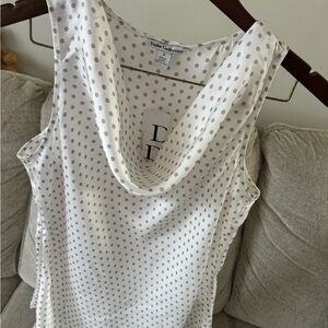 Dalia Collection White Polka Dot Women's Top